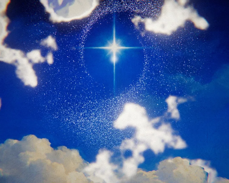 The Appel star painting with a drifting painted cloud layer and dust turning around the star.